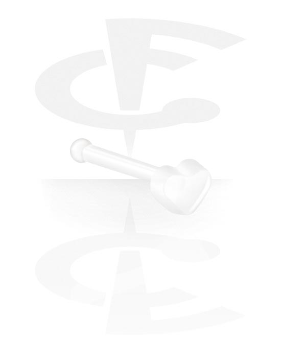 Neuspiercings & Septums, Recht neusknopje (bioflex, transparant) met Hartdesign, Bioflex
