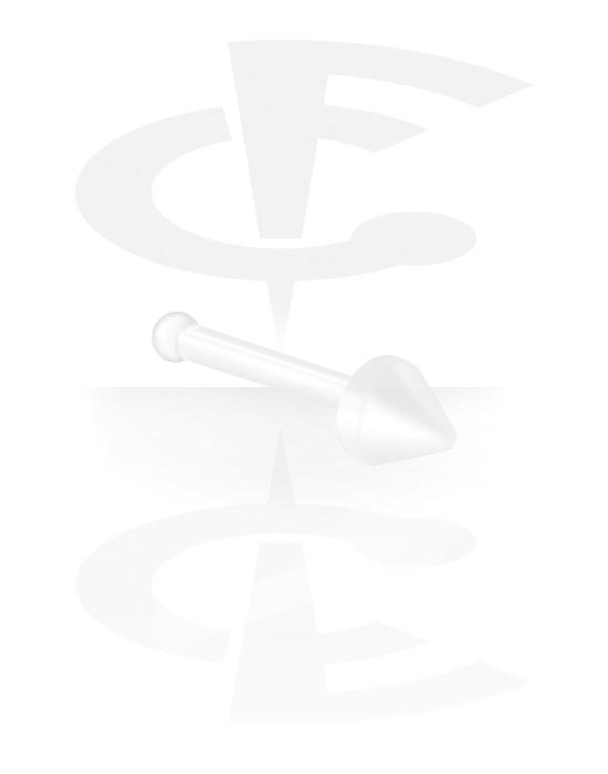 Nose Jewellery & Septums, Straight nose stud (bioflex, transparent) with cone, Bioflex
