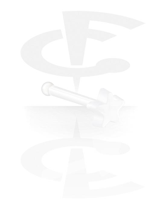 Nasenpiercings & Septums, Gerader Nasenstecker (Bioflex, durchsichtig) mit Stern-Design, Bioflex