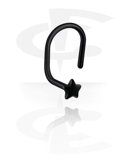 Nose Jewellery & Septums, Curved nose ring (bioflex, black), Bioflex