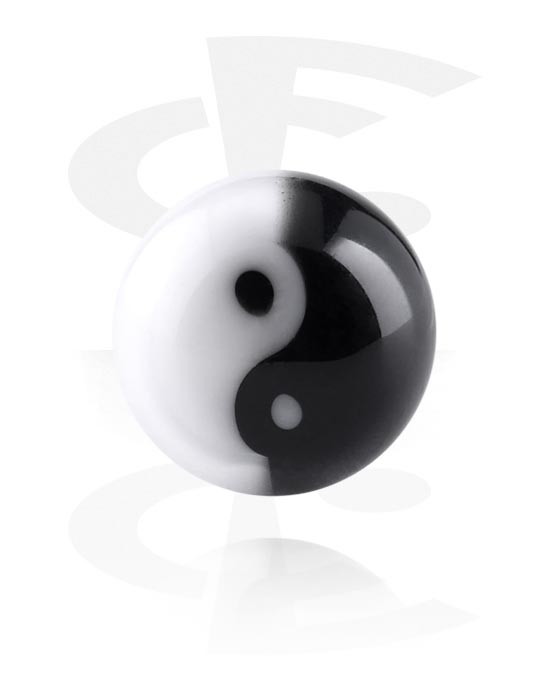 Palloja, nappeja ynnä muuta, Lisäosa kierrepuikoille (akryyli, eri värejä) kanssa Yin-Yang-design, Akryyli