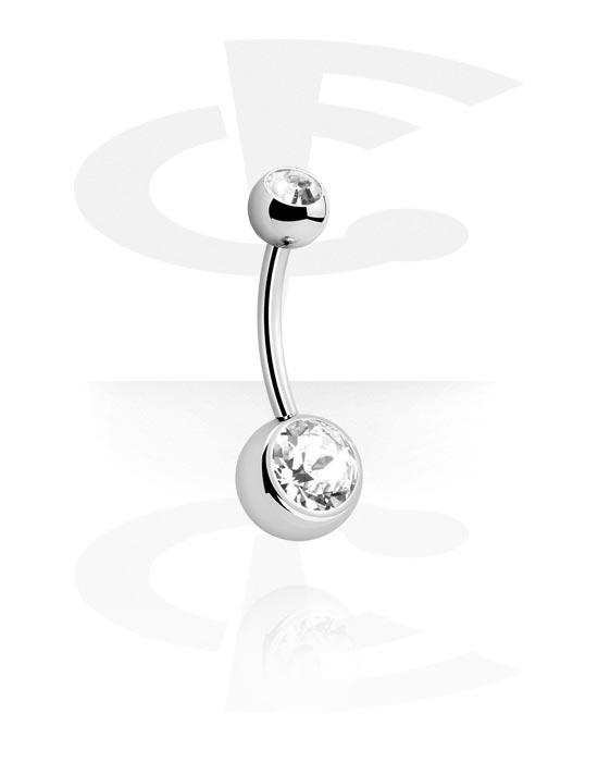 Sterilized Piercings, Sterile Curved Barbell with crystal stones, Surgical Steel 316L