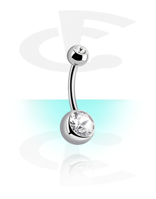 Sterilized Piercings, Sterile Curved Barbell with crystal stones, Titanium