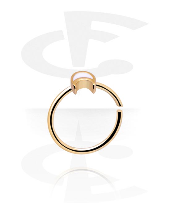 Anéis piercing, Continuous ring (aço zircónico, acabamento brilhante) com acessório lua, Aço zircónico