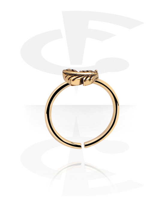 Piercing ad anello, Continuous ring (acciaio zirconico, finitura lucida) con design foglia, Acciaio zirconico