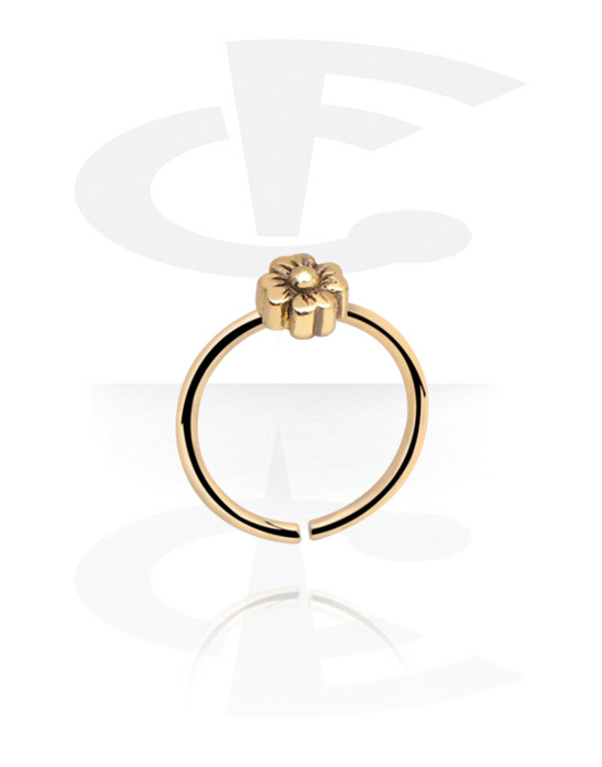 Alke za piercing, Neprekidni prsten (cirkon čelik, sjajna završna obrada) s cvjetnim dodatkom, Cirkon čelik