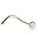 Piercings nez & Septums, Piercing nez incurvé (acier zircon, finition brillante) avec pierre en crystal, Acier zircon