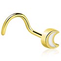Nosovky a krúžky do nosa, Zahnutá nosovka (zirkónová oceľ, lesklý povrch) s ozdoba mesiac, Zirkónová oceľ