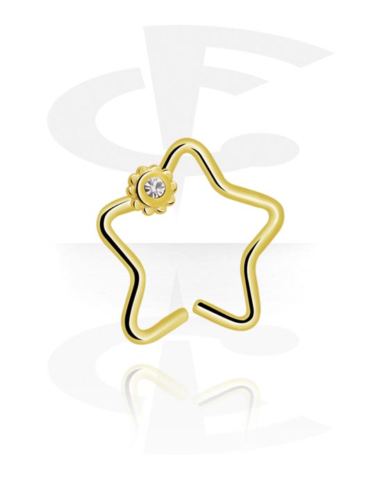 Piercingringar, star-shaped continuous ring (zircon steel, shiny finish), Zirconstål