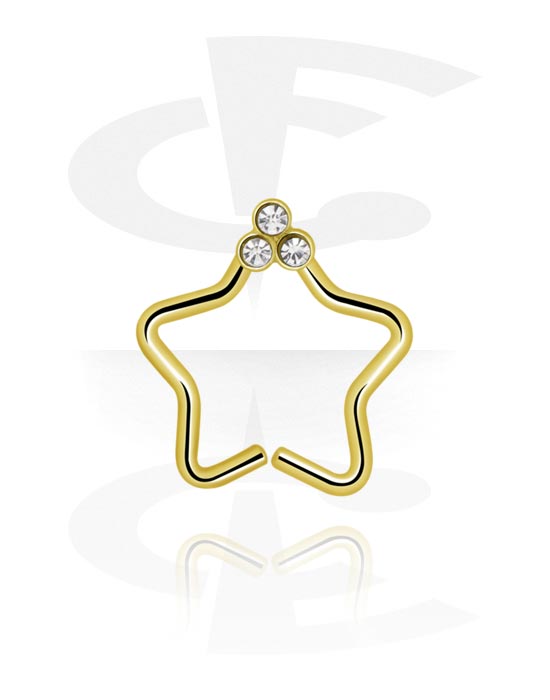 Piercingringar, star-shaped continuous ring (zircon steel, shiny finish), Zirconstål