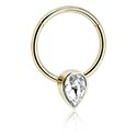 Alke za piercing, Piercing clicker (surgical steel, zircon steel, shiny finish) s kristalnim kamenjem, Cirkon čelik