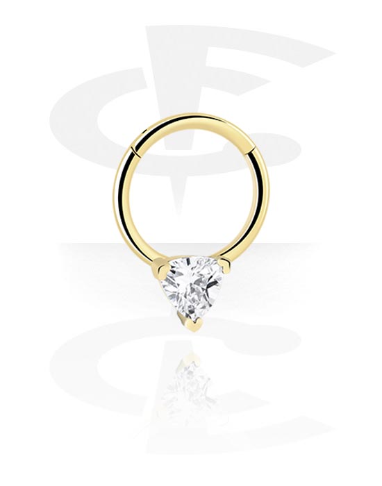Anéis piercing, Piercing clicker (surgical steel, zircon steel, shiny finish) com pedra de cristal, Aço zircónico